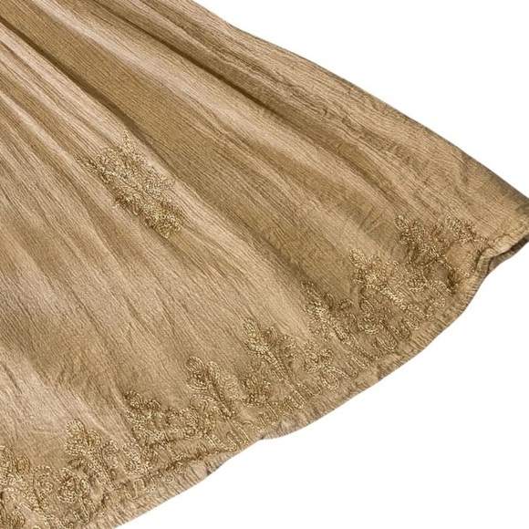 Vintage Floral Embroidered Babydoll Dress Beige Whimsical Forest Fairy Peasant - Picture 6 of 9